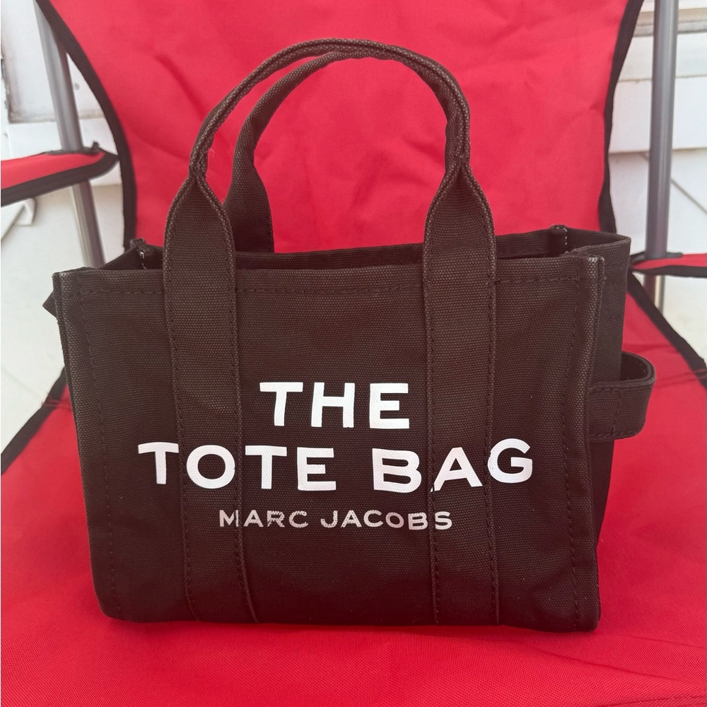 Marc Jacobs Black Canvas Tote Bag with Bold Branding